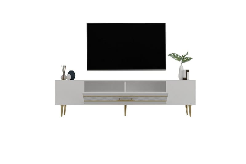 Anira Tv-bänk 150 cm - Vit/Guld - Möbler - TV- & Mediamöbler - TV bänk & mediabänk