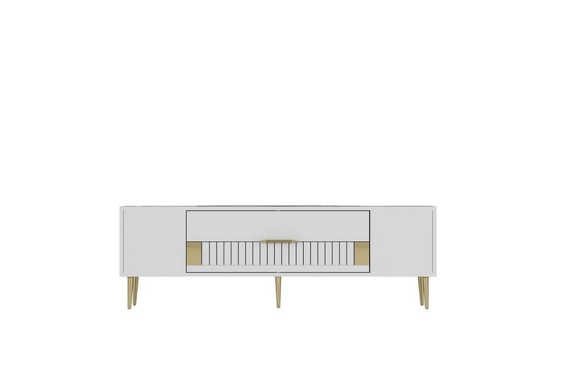 Anira Tv-bänk 150 cm, Vit/Guld