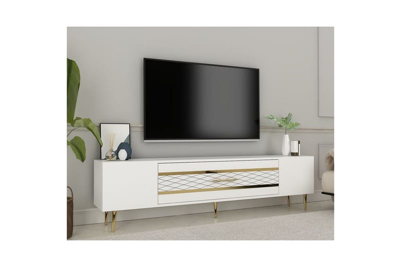 Anira Tv-bänk 150 cm - Vit/Guld - Möbler - TV- & Mediamöbler - TV bänk & mediabänk