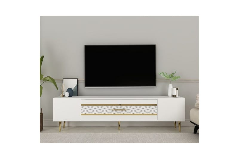 Anira Tv-bänk 150 cm - Vit/Guld - Möbler - TV- & Mediamöbler - TV bänk & mediabänk