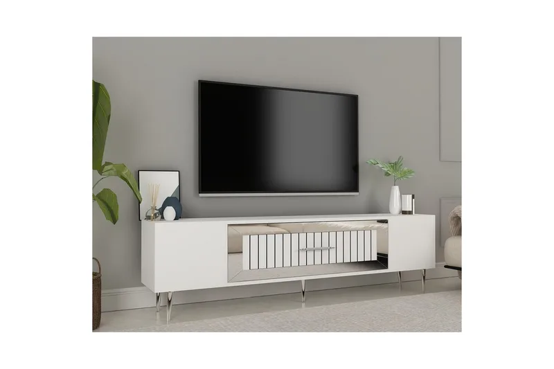Anira Tv-bänk 150 cm - Vit/Silver - Möbler - TV- & Mediamöbler - TV bänk & mediabänk