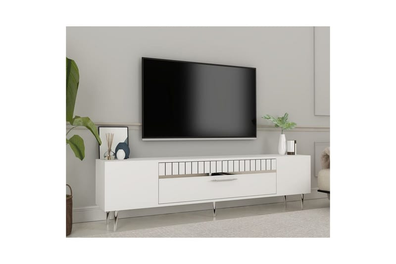 Anira Tv-bänk 150 cm - Vit/Silver - Möbler - TV- & Mediamöbler - TV bänk & mediabänk