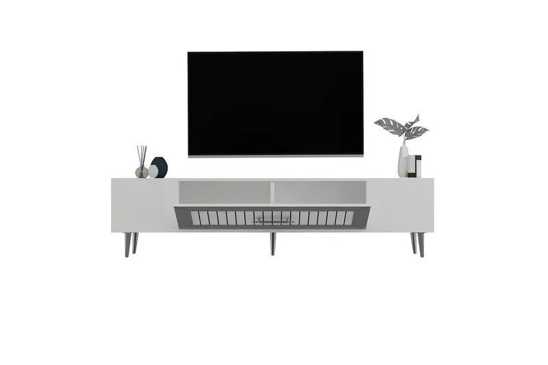 Anira Tv-bänk 150 cm - Vit/Silver - Möbler - TV- & Mediamöbler - TV bänk & mediabänk