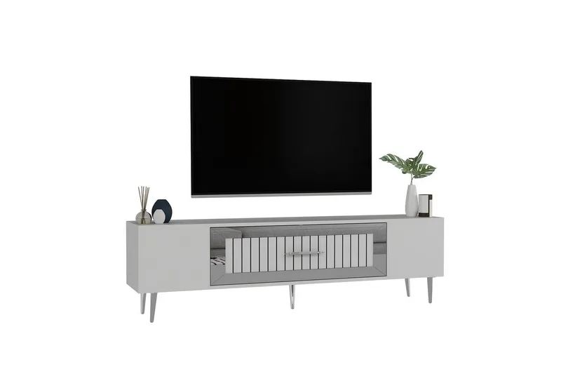 Anira Tv-bänk 150 cm - Vit/Silver - Möbler - TV- & Mediamöbler - TV bänk & mediabänk