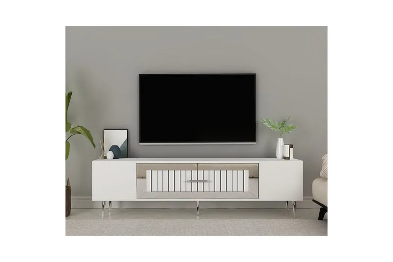 Anira Tv-bänk 150 cm - Vit/Silver - Möbler - TV- & Mediamöbler - TV bänk & mediabänk