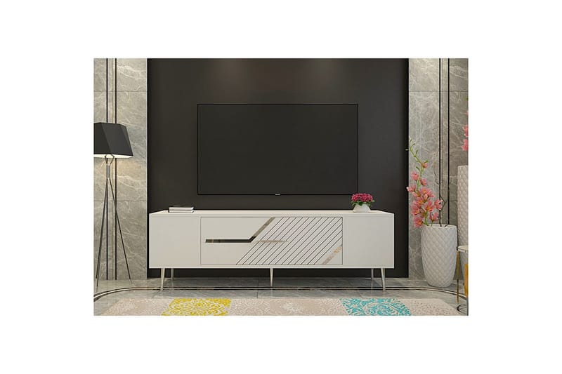Anira Tv-bänk 150 cm - Vit/Silver - Möbler - TV- & Mediamöbler - TV bänk & mediabänk