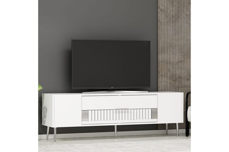 Anira Tv-bänk 150 cm - Vit/Silver - Möbler - TV- & Mediamöbler - TV bänk & mediabänk