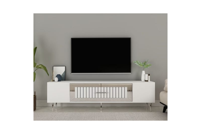 Anira Tv-bänk 150 cm - Vit/Silver - Möbler - TV- & Mediamöbler - TV bänk & mediabänk