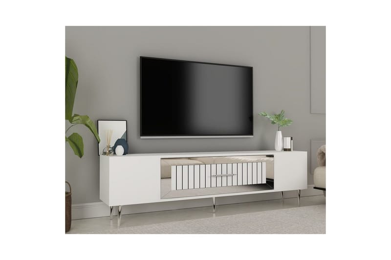 Anira Tv-bänk 150 cm - Vit/Silver - Möbler - TV- & Mediamöbler - TV bänk & mediabänk