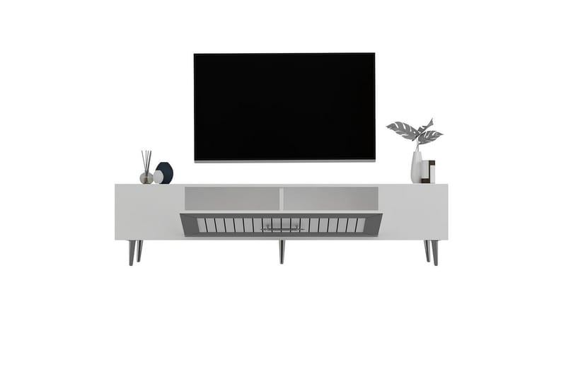 Anira Tv-bänk 150 cm - Vit/Silver - Möbler - TV- & Mediamöbler - TV bänk & mediabänk