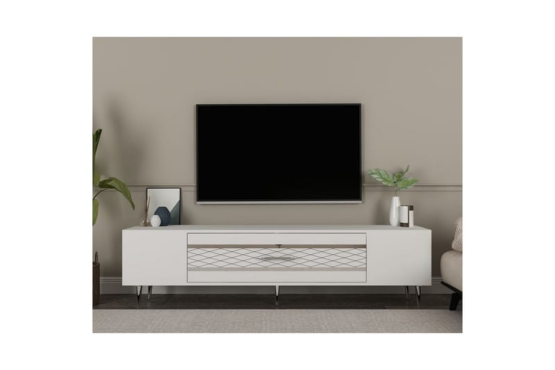 Anira Tv-bänk 150 cm - Vit/Silver - Möbler - TV- & Mediamöbler - TV bänk & mediabänk