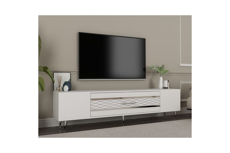 Anira Tv-bänk 150 cm - Vit/Silver - Möbler - TV- & Mediamöbler - TV bänk & mediabänk