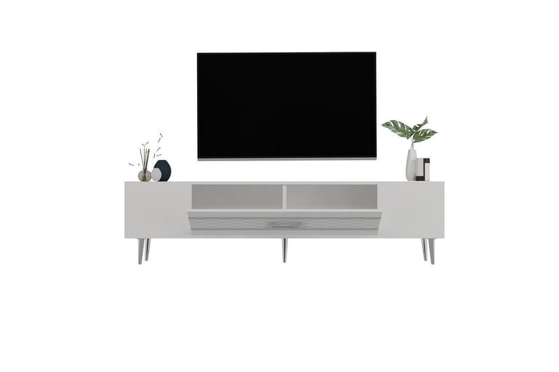 Anira Tv-bänk 150 cm - Vit/Silver - Möbler - TV- & Mediamöbler - TV bänk & mediabänk