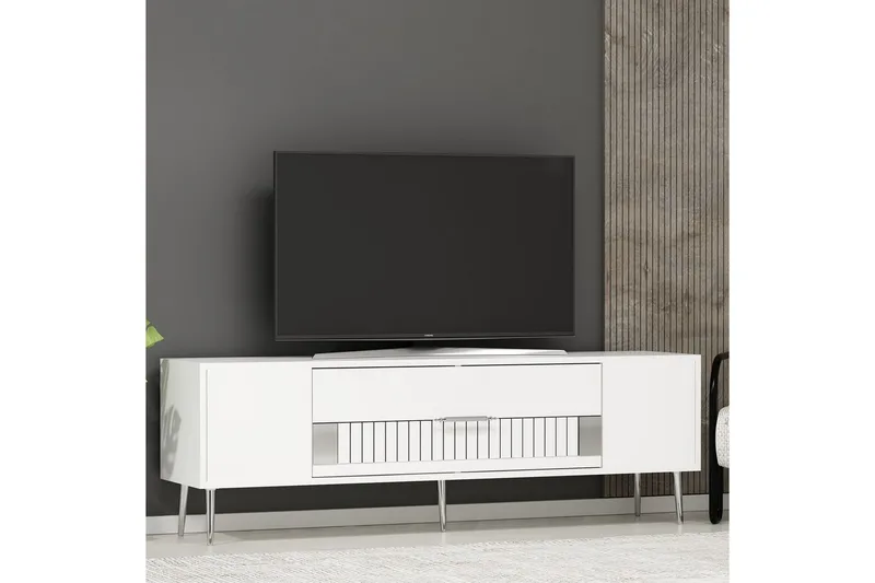 Anira Tv-bänk 150 cm - Vit/Silver - Möbler - TV- & Mediamöbler - TV bänk & mediabänk