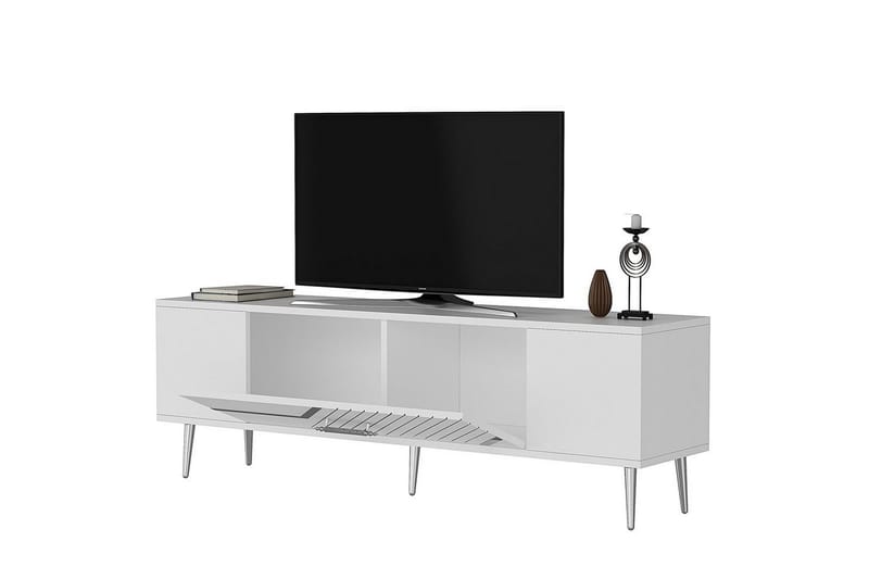 Anira Tv-bänk 150 cm - Vit/Silver - Möbler - TV- & Mediamöbler - TV bänk & mediabänk