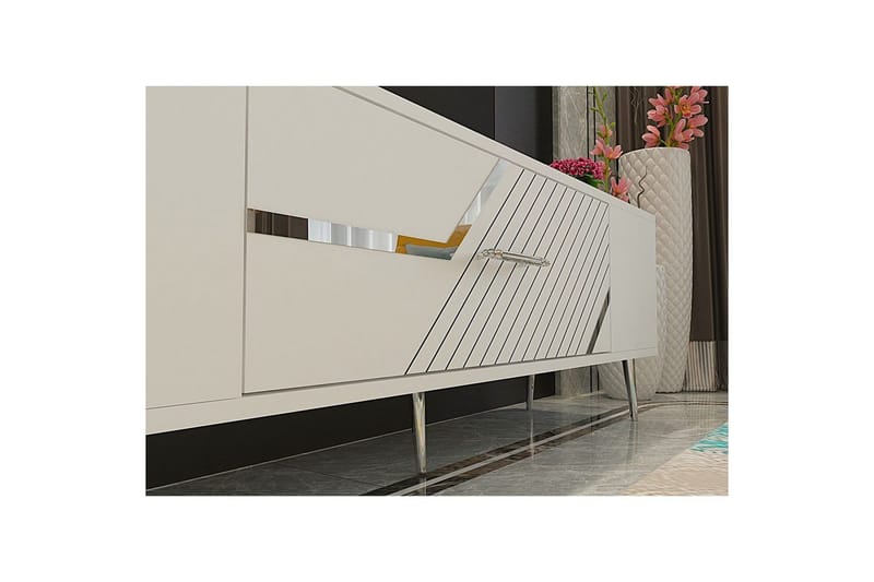 Anira Tv-bänk 150 cm - Vit/Silver - Möbler - TV- & Mediamöbler - TV bänk & mediabänk
