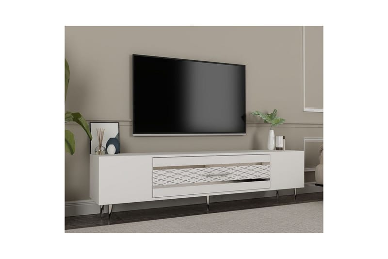 Anira Tv-bänk 150 cm - Vit/Silver - Möbler - TV- & Mediamöbler - TV bänk & mediabänk