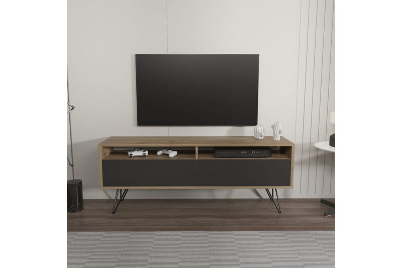 Anvor Tv-bänk 140 cm - Valnöt/Svart - Möbler - TV- & Mediamöbler - TV bänk & mediabänk