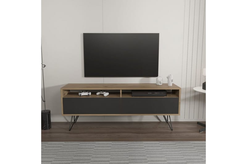 Anvor Tv-bänk 140 cm - Valnöt/Svart - Möbler - TV- & Mediamöbler - TV bänk & mediabänk