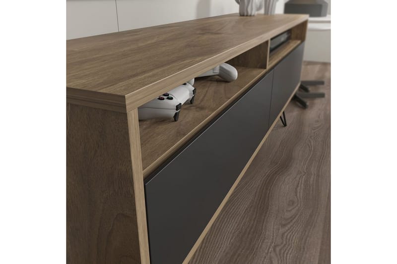 Anvor Tv-bänk 140 cm - Valnöt/Svart - Möbler - TV- & Mediamöbler - TV bänk & mediabänk