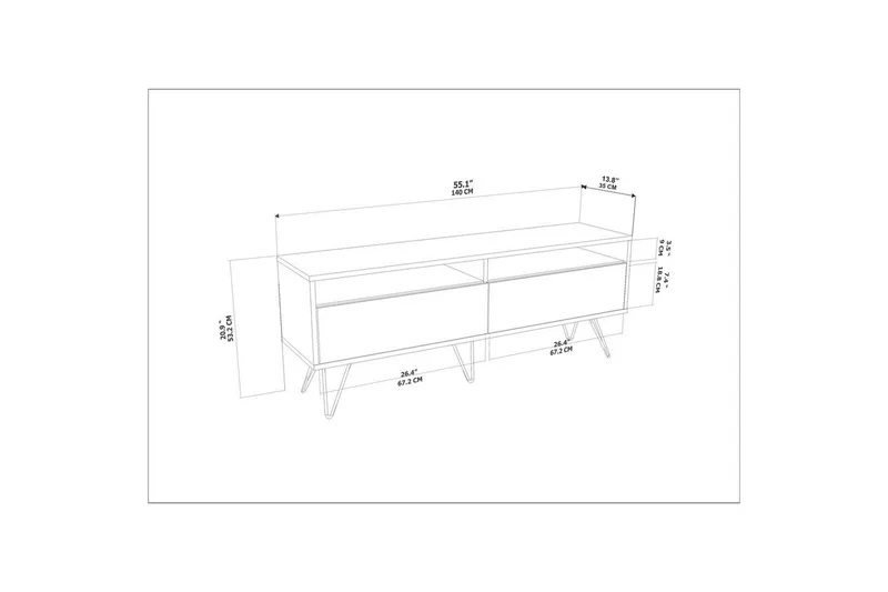 Anvor Tv-bänk 140 cm - Vit/Beige - Möbler - TV- & Mediamöbler - TV bänk & mediabänk