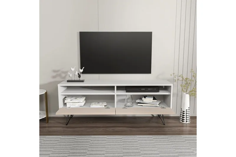 Anvor Tv-bänk 140 cm - Vit/Beige - Möbler - TV- & Mediamöbler - TV bänk & mediabänk