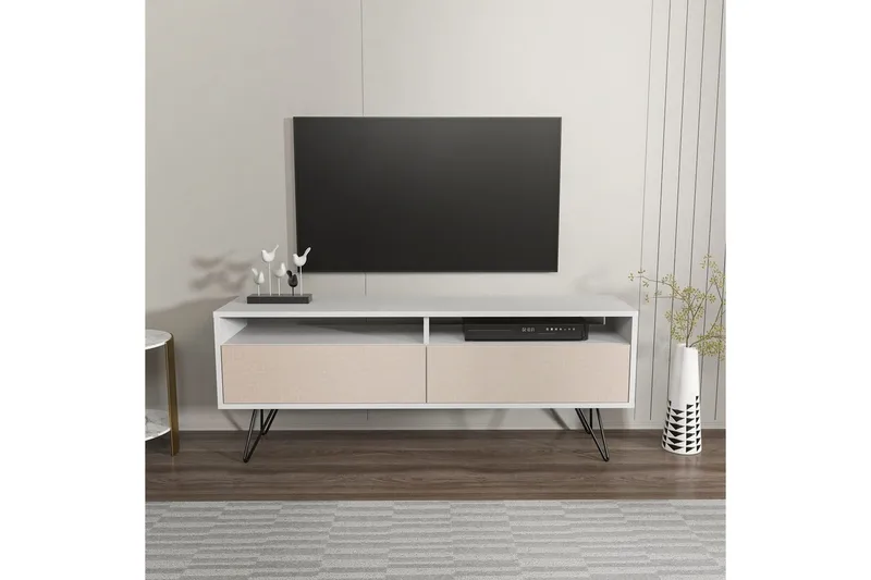 Anvor Tv-bänk 140 cm - Vit/Beige - Möbler - TV- & Mediamöbler - TV bänk & mediabänk
