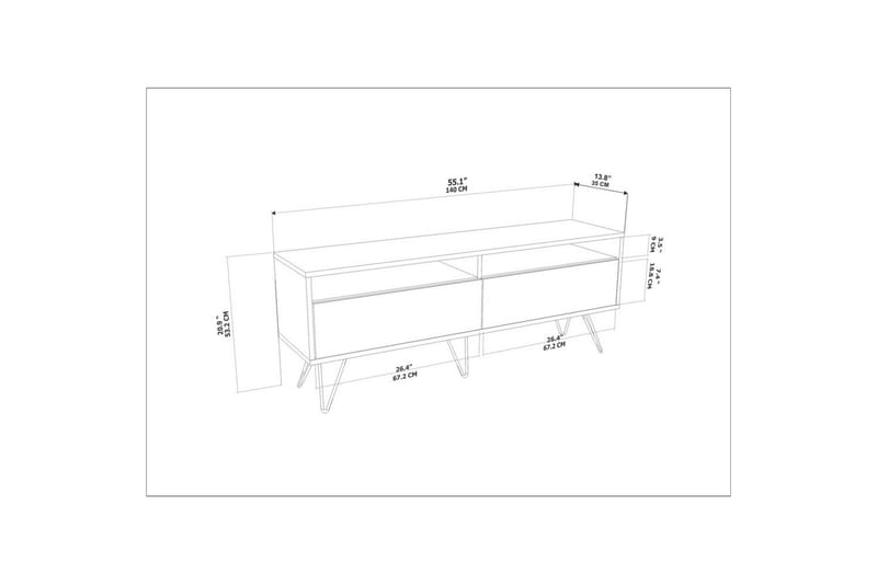 Anvor Tv-bänk 140 cm - Vit/Beige - Möbler - TV- & Mediamöbler - TV bänk & mediabänk