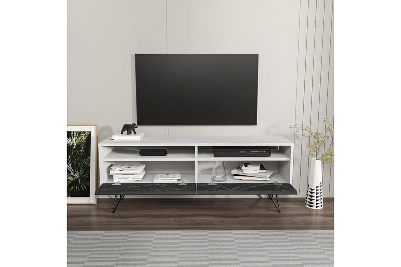 Anvor Tv-bänk 140 cm - Vit/Svart - Möbler - TV- & Mediamöbler - TV bänk & mediabänk