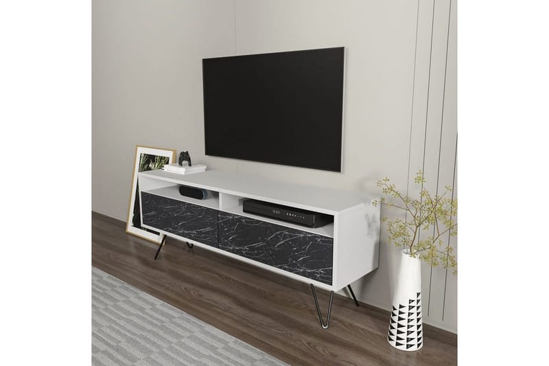Anvor Tv-bänk 140 cm - Vit/Svart - Möbler - TV- & Mediamöbler - TV bänk & mediabänk