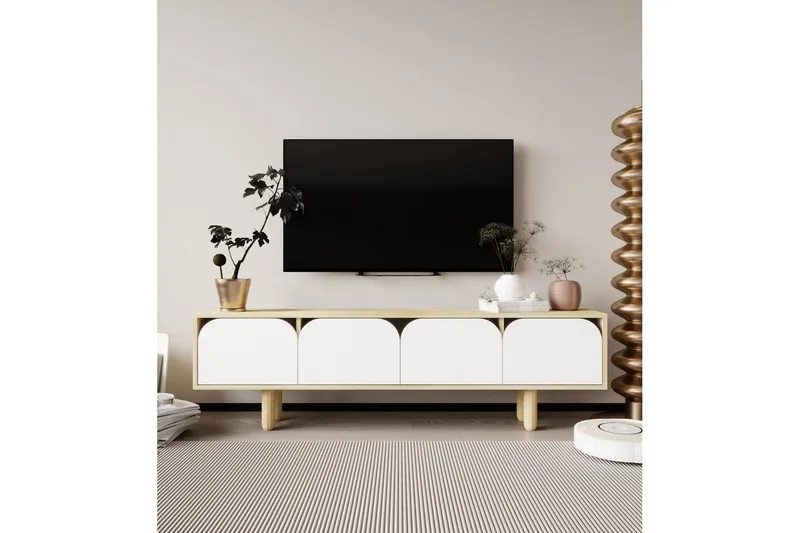 Arvo Tv-bänk 180x30 cm - Brun/Vit - Möbler - TV- & Mediamöbler - TV bänk & mediabänk