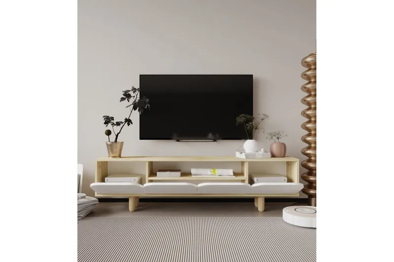 Arvo Tv-bänk 180x30 cm - Brun/Vit - Möbler - TV- & Mediamöbler - TV bänk & mediabänk
