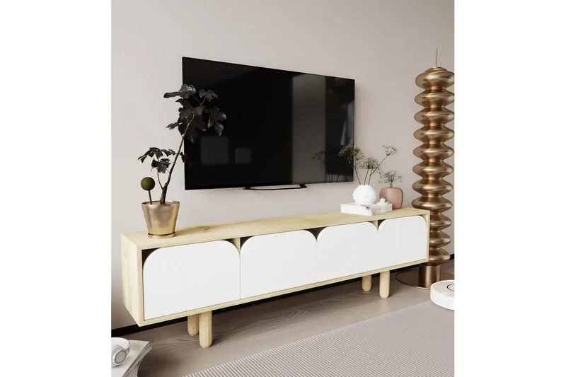 Arvo Tv-bänk 180x30 cm - Brun/Vit - Möbler - TV- & Mediamöbler - TV bänk & mediabänk