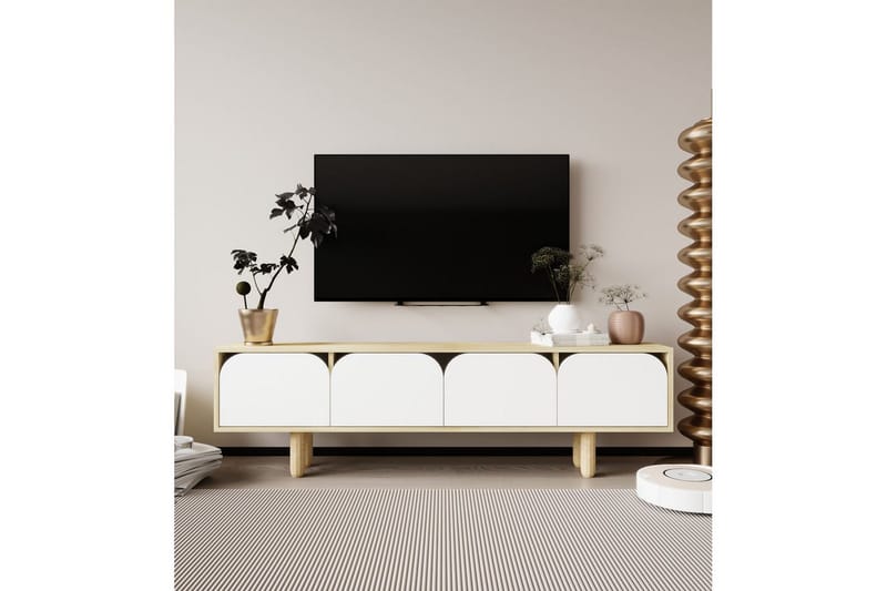 Arvo Tv-stativ 180x30 cm - Brun/Vit - Möbler - TV- & Mediamöbler - Mediastativ & väggfäste - Tv-stativ & Tv-väggfäste