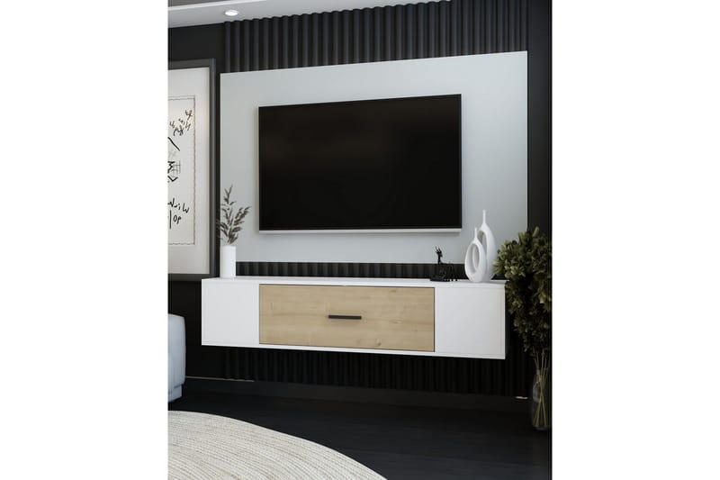 Avryn Tv-bänk 150 cm - Vit/Ek - Möbler - TV- & Mediamöbler - TV bänk & mediabänk