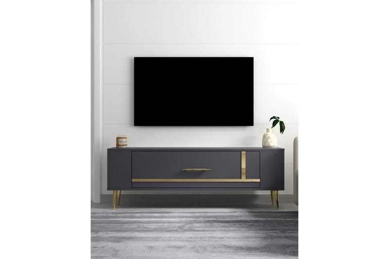 Beyra Tv-bänk 120 cm - Antracit/Guld - Möbler - TV- & Mediamöbler - TV bänk & mediabänk
