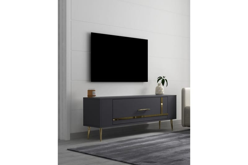 Beyra Tv-bänk 120 cm - Antracit/Guld - Möbler - TV- & Mediamöbler - TV bänk & mediabänk
