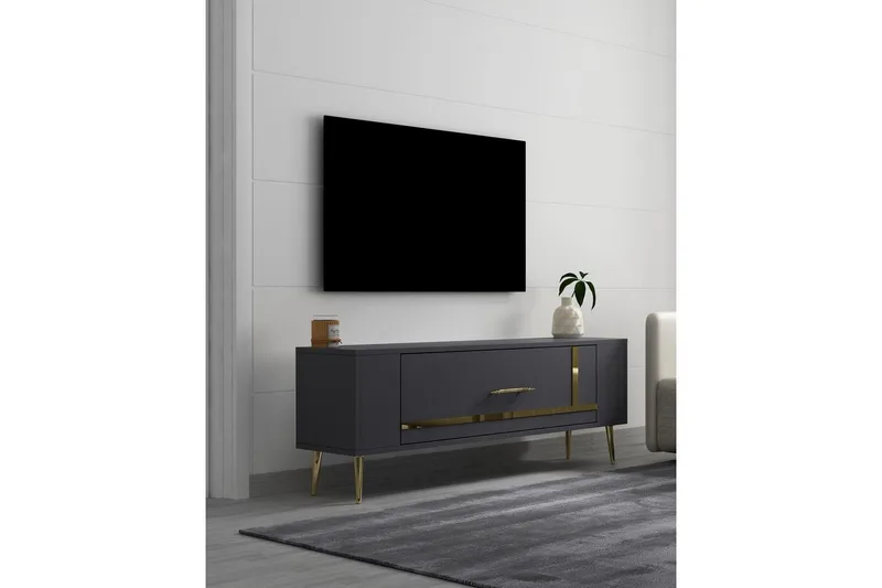 Beyra Tv-bänk 120 cm - Antracit/Guld - Möbler - TV- & Mediamöbler - TV bänk & mediabänk