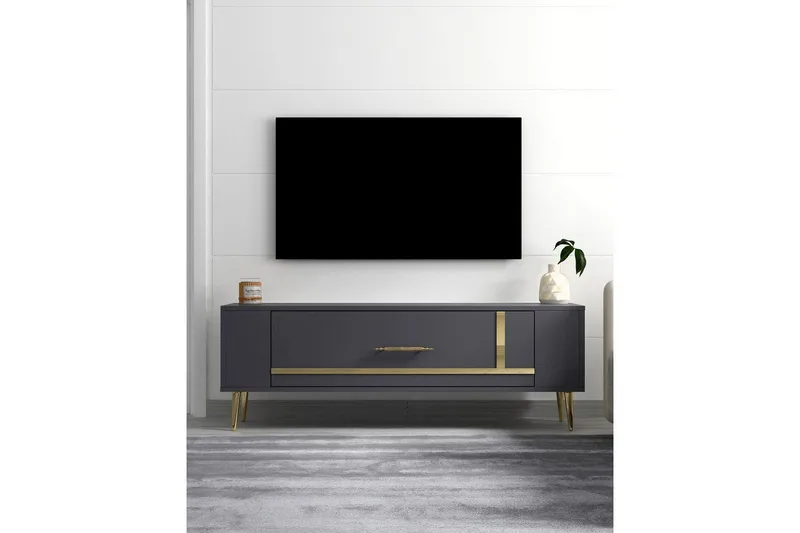 Beyra Tv-bänk 120 cm - Antracit/Guld - Möbler - TV- & Mediamöbler - TV bänk & mediabänk