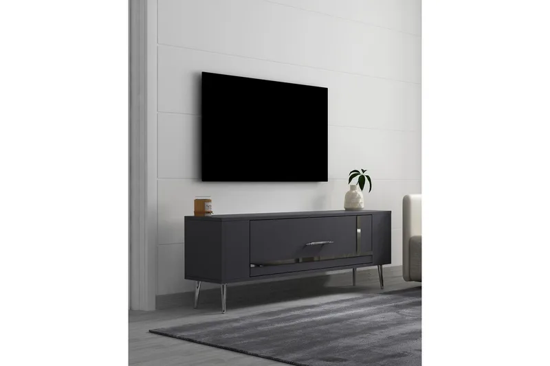 Beyra Tv-bänk 120 cm - Antracit/Silver - Möbler - TV- & Mediamöbler - TV bänk & mediabänk