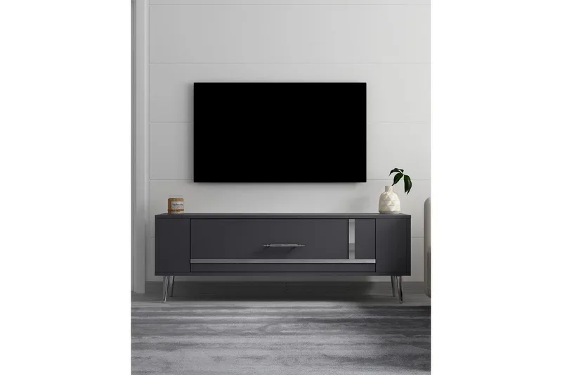 Beyra Tv-bänk 120 cm - Antracit/Silver - Möbler - TV- & Mediamöbler - TV bänk & mediabänk