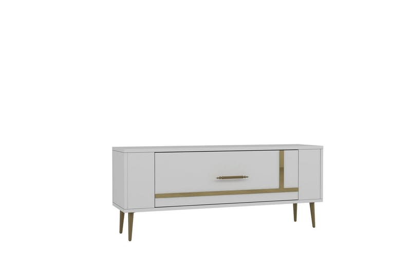 Beyra Tv-bänk 120 cm - Vit/Guld - Möbler - TV- & Mediamöbler - TV bänk & mediabänk