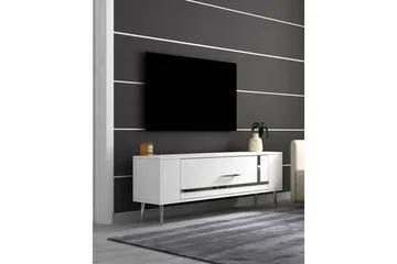Beyra Tv-bänk 120 cm - Vit/Silver - Möbler - TV- & Mediamöbler - TV bänk & mediabänk