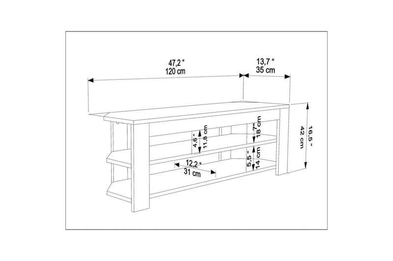 Bralyn Tv-bänk 120 cm - Travertine - Möbler - TV- & Mediamöbler - TV bänk & mediabänk