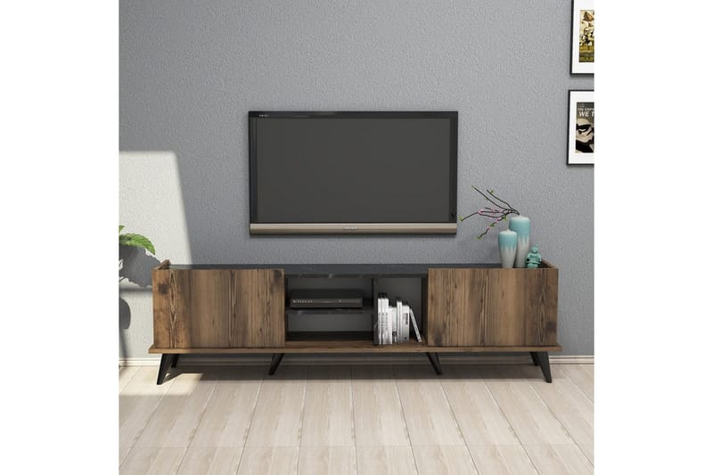 Challur Tv-bänk 180 cm - Valnöt/Svart - Möbler - TV- & Mediamöbler - TV bänk & mediabänk