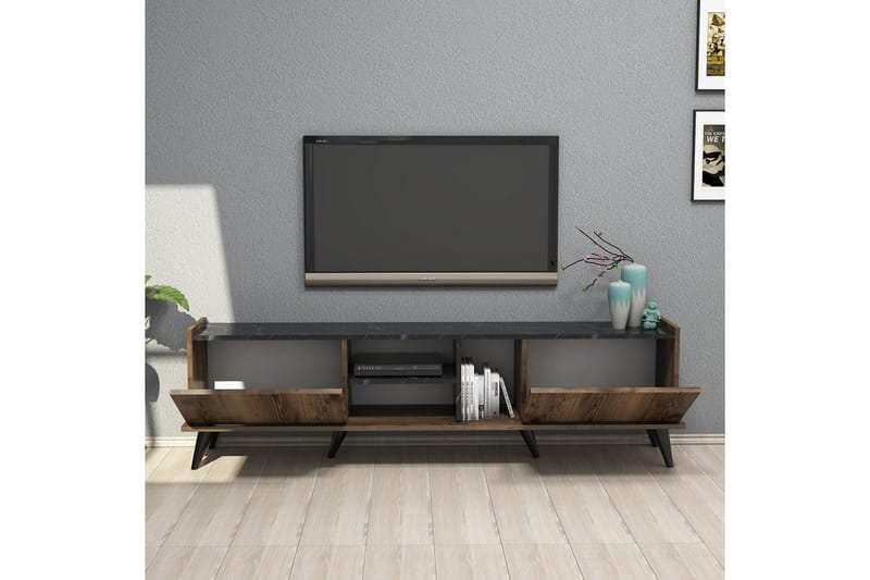 Challur Tv-bänk 180 cm - Valnöt/Svart - Möbler - TV- & Mediamöbler - TV bänk & mediabänk