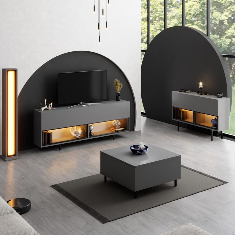 Cielieucel TV-bänk 180 cm - Antracit - Möbler - TV- & Mediamöbler - Mediastativ & väggfäste - Tv-stativ & Tv-väggfäste