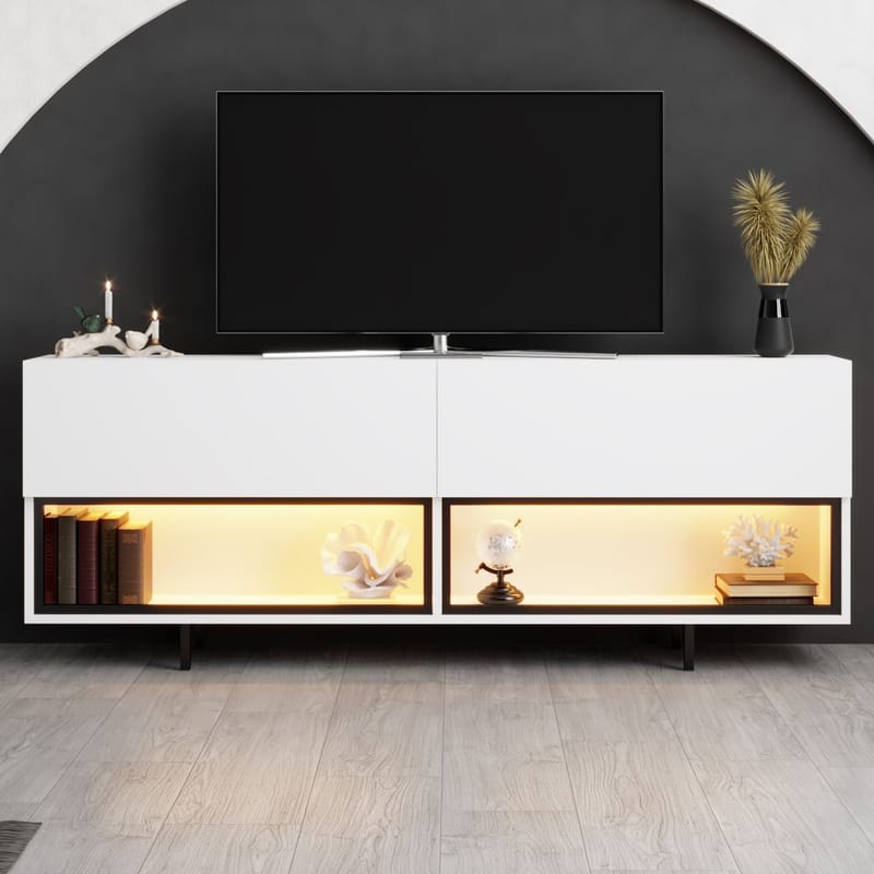 Cielieucel TV-bänk 180 cm med Förvaring i Målat Trä - Vit - Möbler - TV- & Mediamöbler - TV bänk & mediabänk