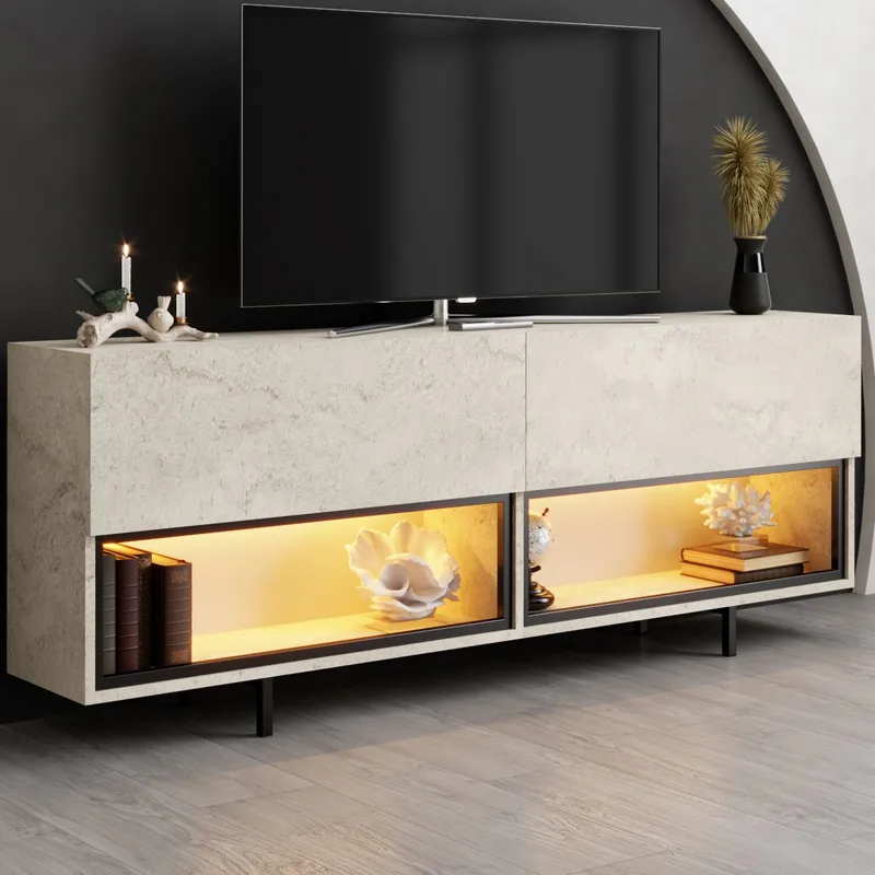 Cielieucel TV-bänk 180 cm - Travertin - Möbler - TV- & Mediamöbler - Mediastativ & väggfäste - Tv-stativ & Tv-väggfäste