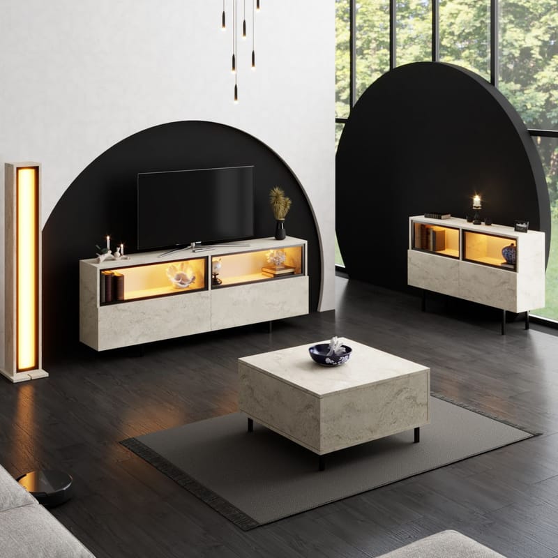 Cielieucel TV-bänk 180 cm - Travertin - Möbler - TV- & Mediamöbler - Mediastativ & väggfäste - Tv-stativ & Tv-väggfäste